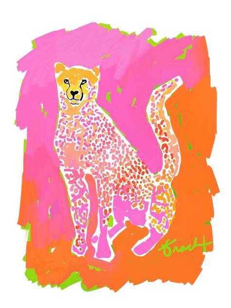 burlap and ink cheetah artwork.